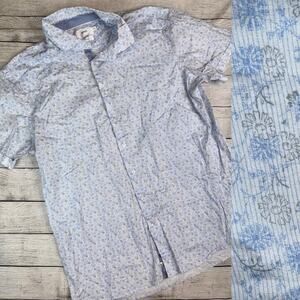 BRAX Men's Hi-Flex Floral Short Sleeve Button Up Shirt Light Blue White Size XL